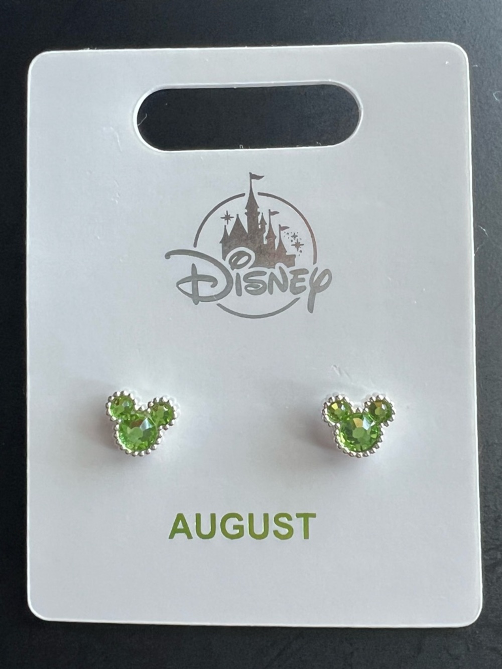 2025 Disney Parks Mickey Mouse Ear Orange August Faux Birthstone Stud Earrings